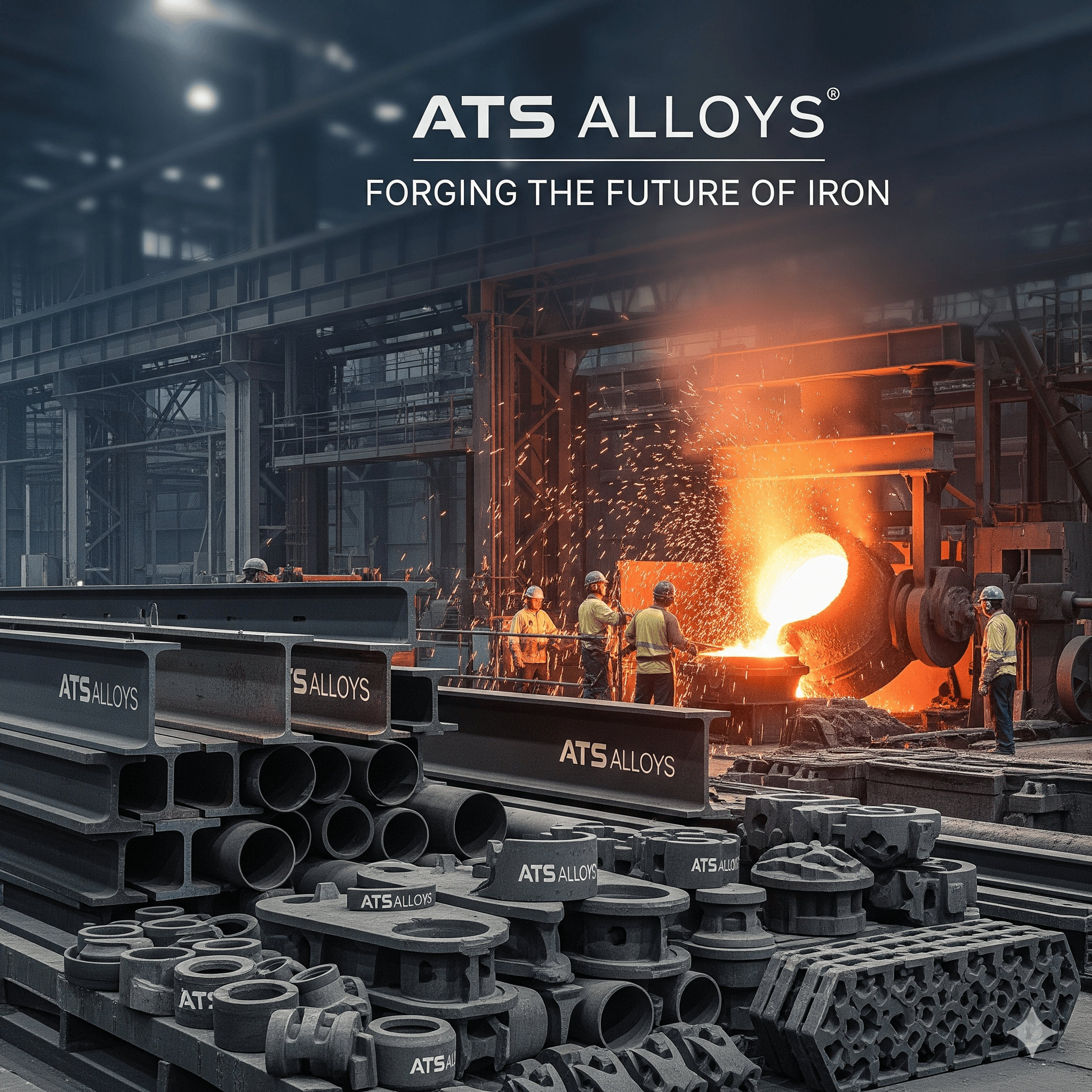 A team of professionals working in a steel factory